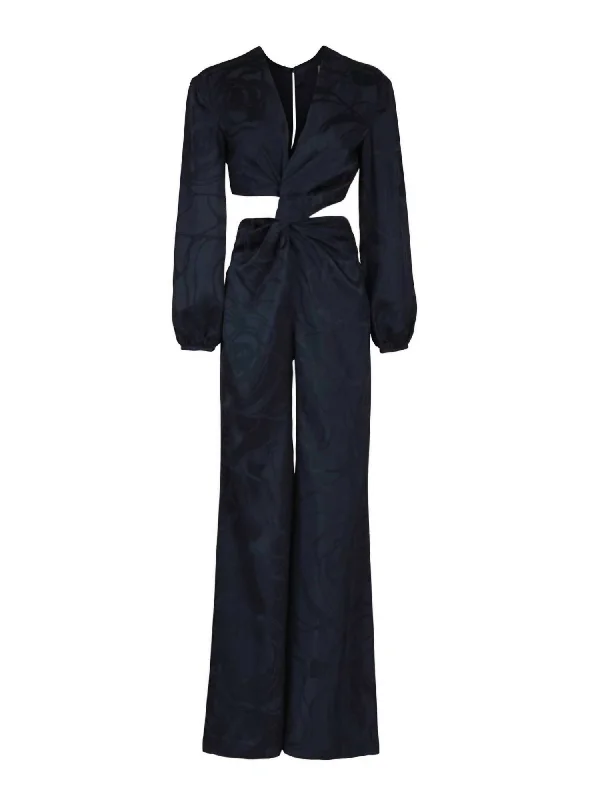 Modern Romance Women's Joely Jumpsuit In Navy Jacquard