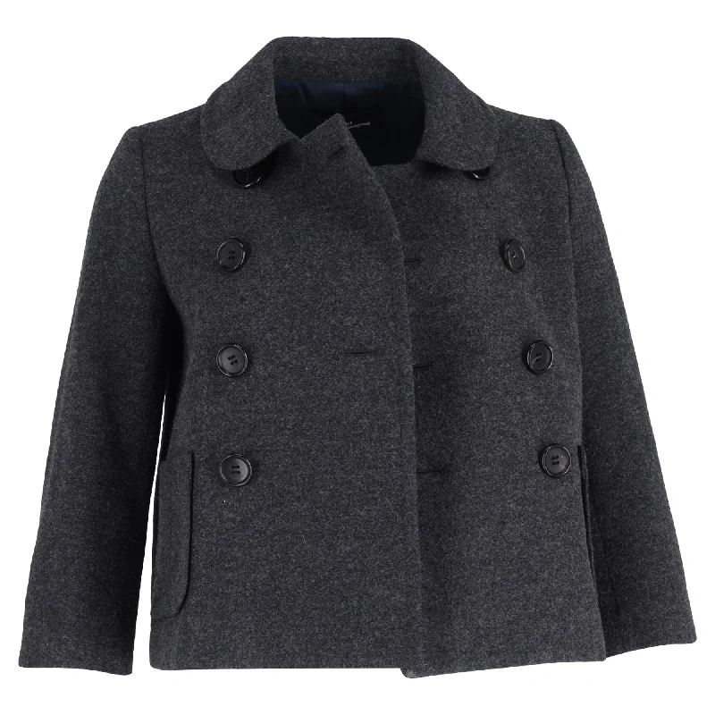 Seasonal Sale Comme des Garçons Double-Breasted Short Jacket in Grey Wool