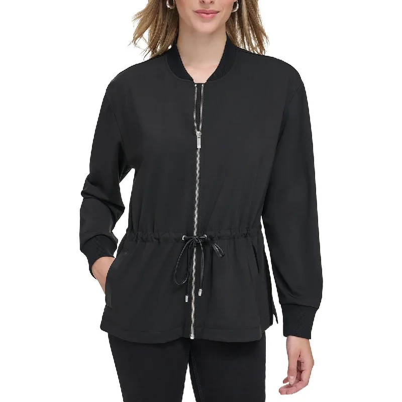 Budget Saver Womens Drawstring Collarless Shirt Jacket