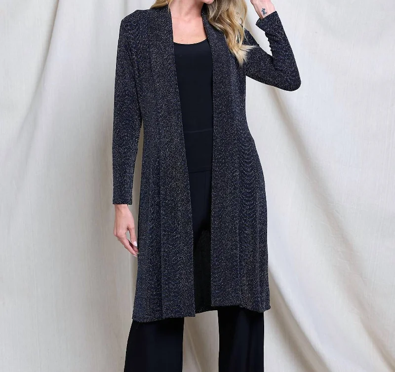 Sophisticated Outfits Glitter Duster Jacket In Blue