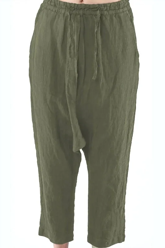 Comfort Centric Apparel Drawstring Trouser In Olive