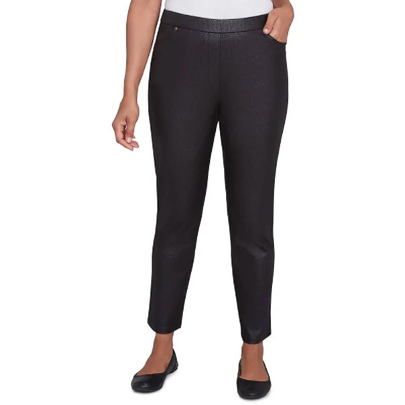 Effortless Sophistication Petites Rue Rivoli Womens Coated Polyester Straight Leg Pants