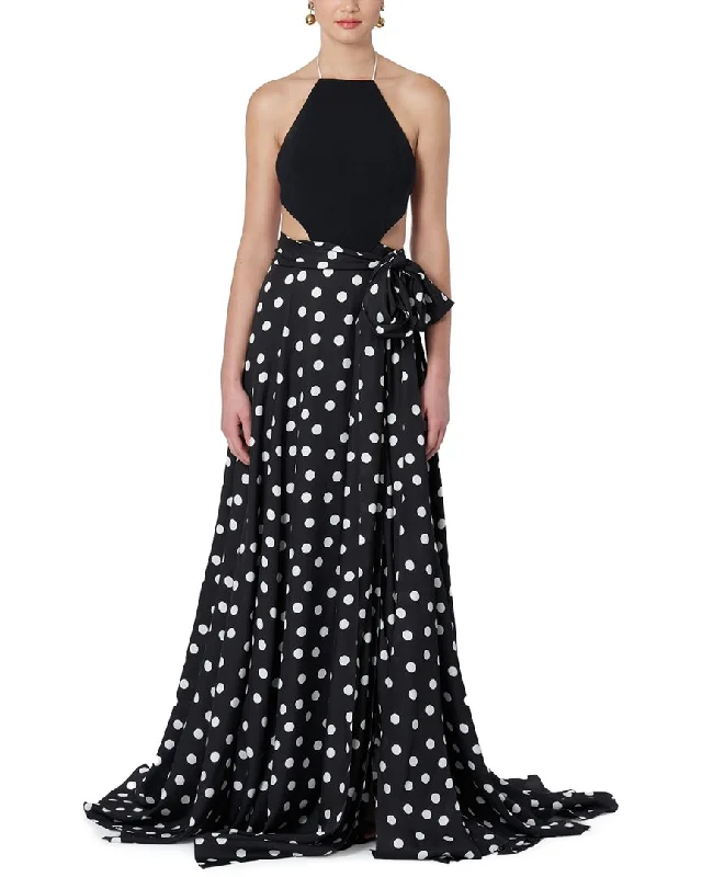 Festival Fashion Carolina Herrera Halter Neck Cutout Waist Silk-Blend Gown