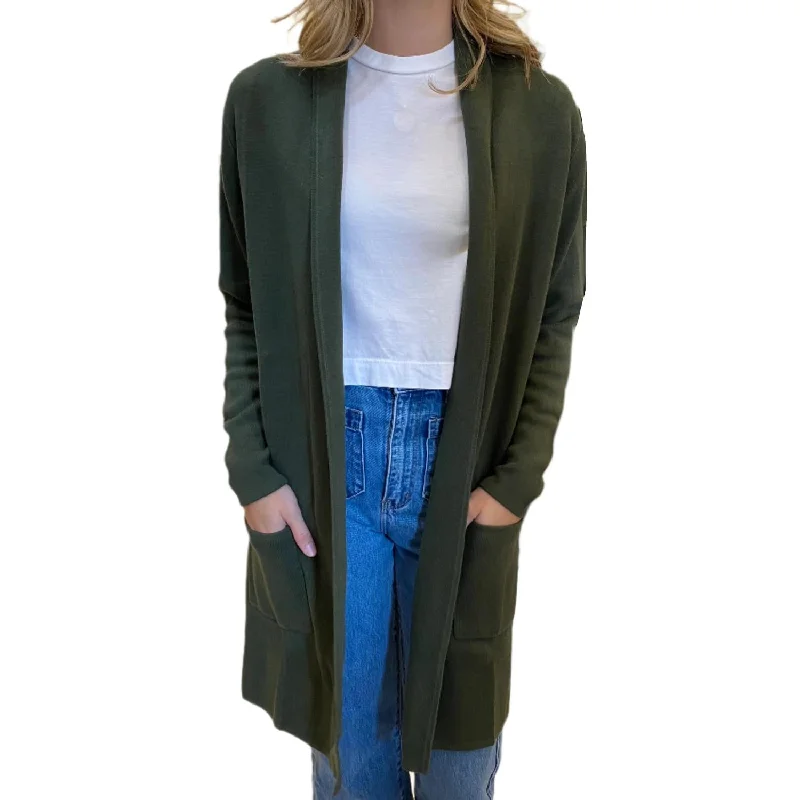 Trendsetter's Closet Georgetown Sweater Coat In Moss