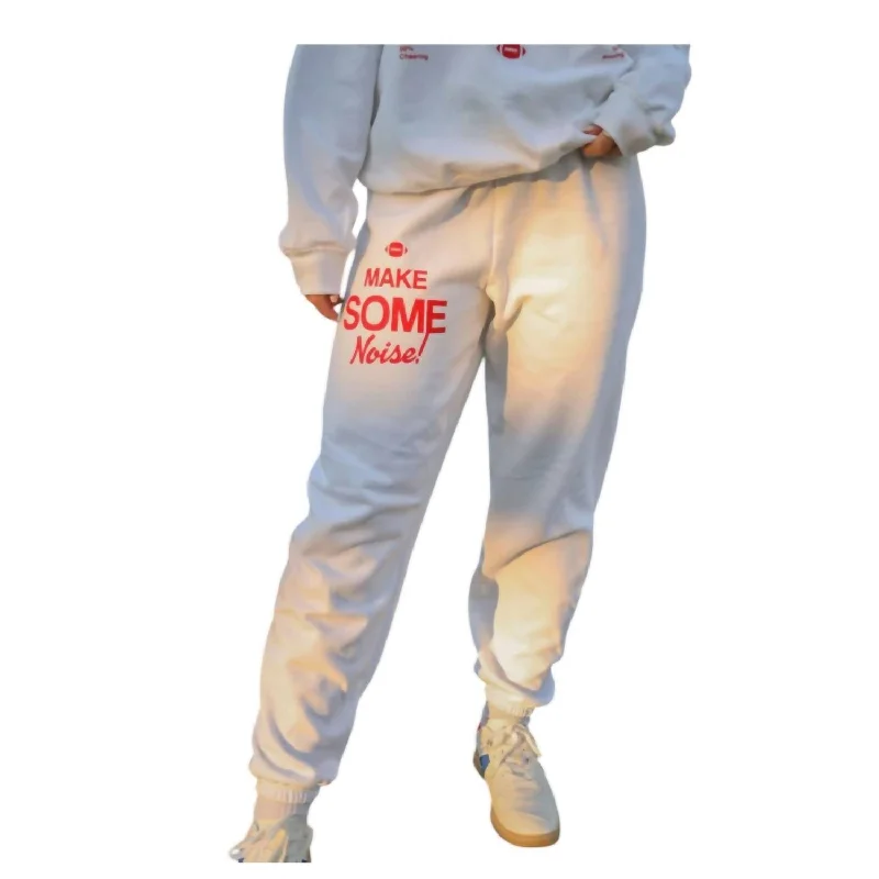 Trendy Pulse Make Some Noise Sweatpants In White/red