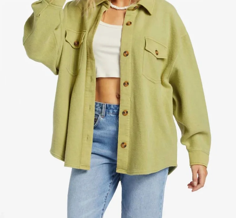 Eclectic Style Wardrobe Anytime Shacket Jacket In Avo