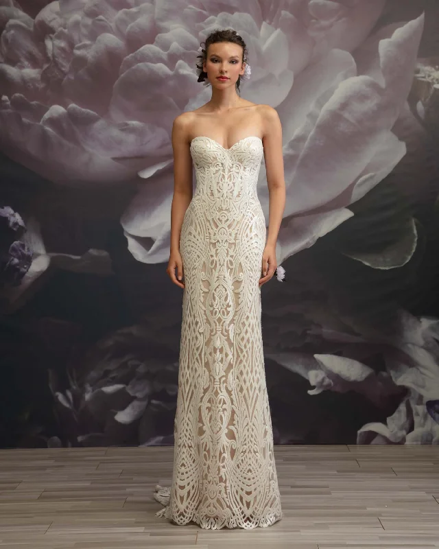 Day-To-Night Styles Embroidery Strapless Gown