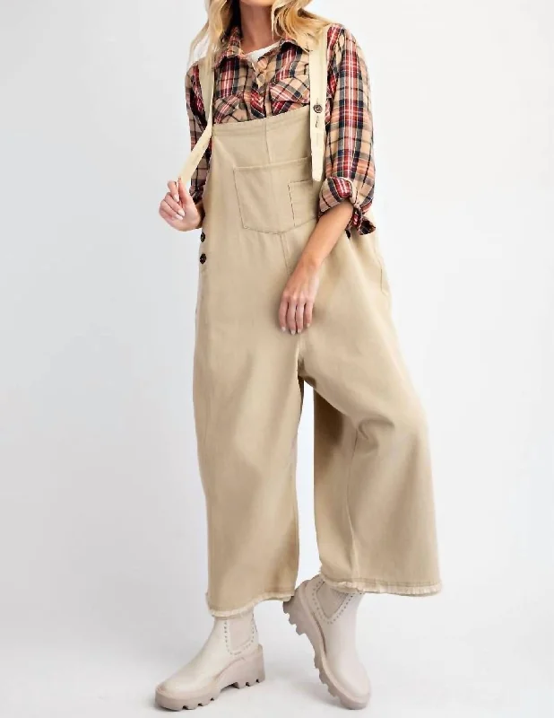 Runway Inspired Wear Washed Twill Jumper Pants In Khaki