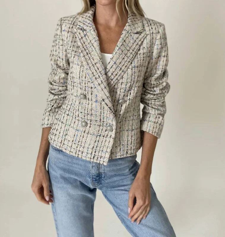 Discover Promotions Katy Tweed Blazer In Blue Print