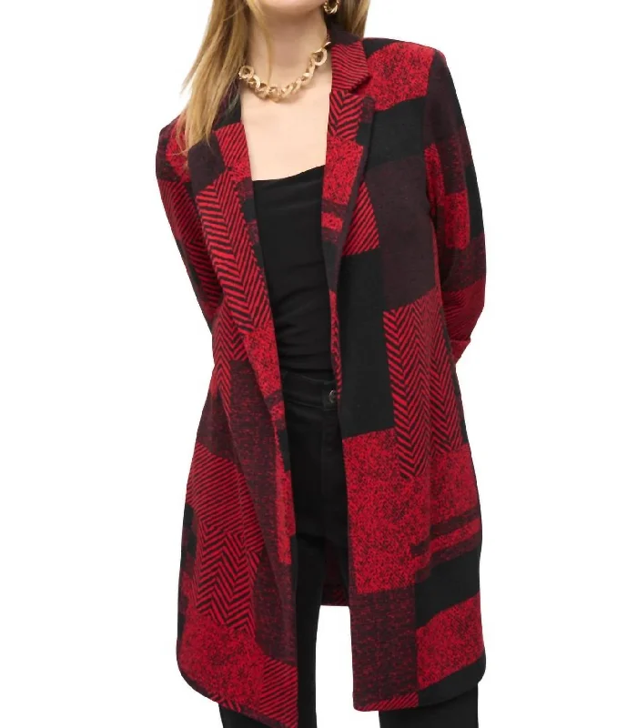 Festival Fashion Business Notched Collar Blazer In Black/red