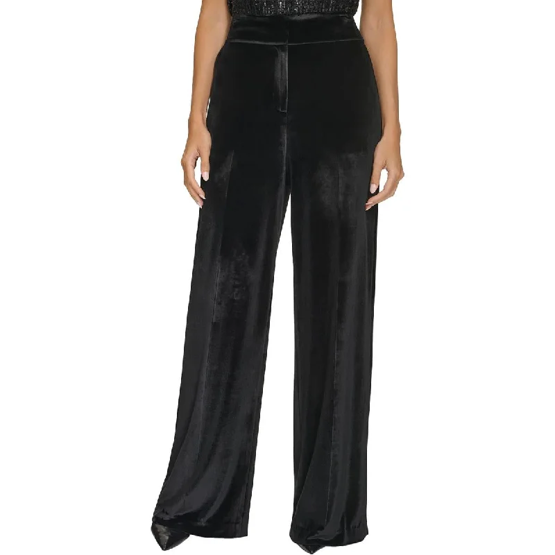 Romantic Date - Night Ensemble Womens Pocket Velvet Wide Leg Pants