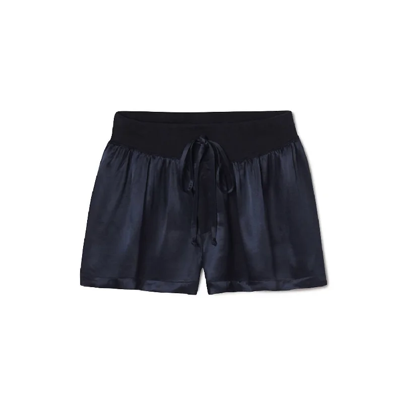 Travel Essentials Mikel Satin Boxer Short With Draw String In Navy