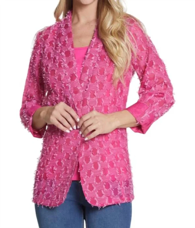 The Epitome Of Modern Women's Fashion Shawl Collar 1-Button Jacket In Deep Fuchsia