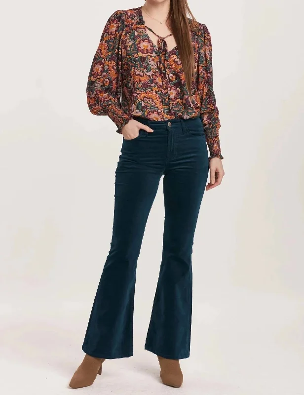 Trend Forward Threads Rosa Velveteen Pant In Teal