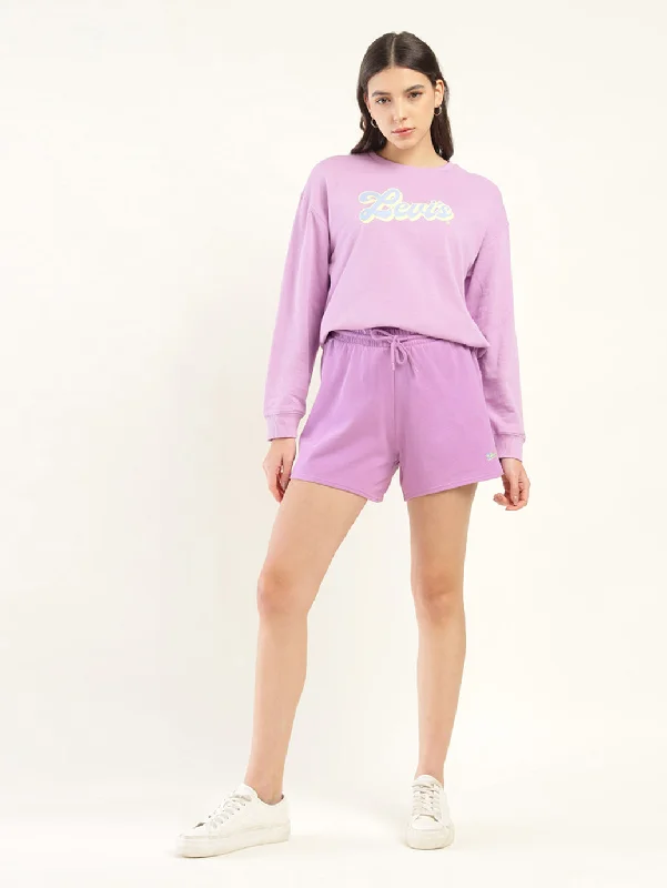 Essentials On Sale Women's Mid Rise Purple Regular Fit Shorts