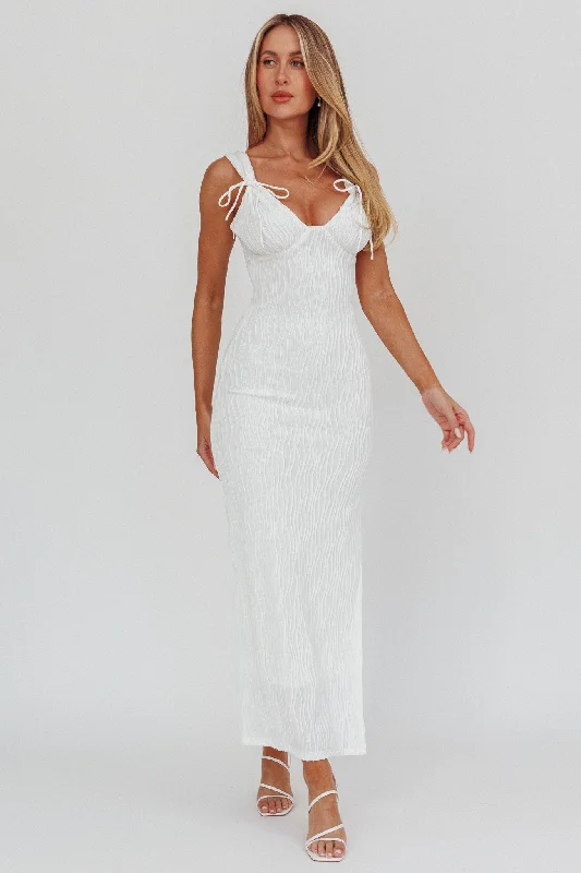 Huge Price Cut In My Feels Textured Maxi Dress White