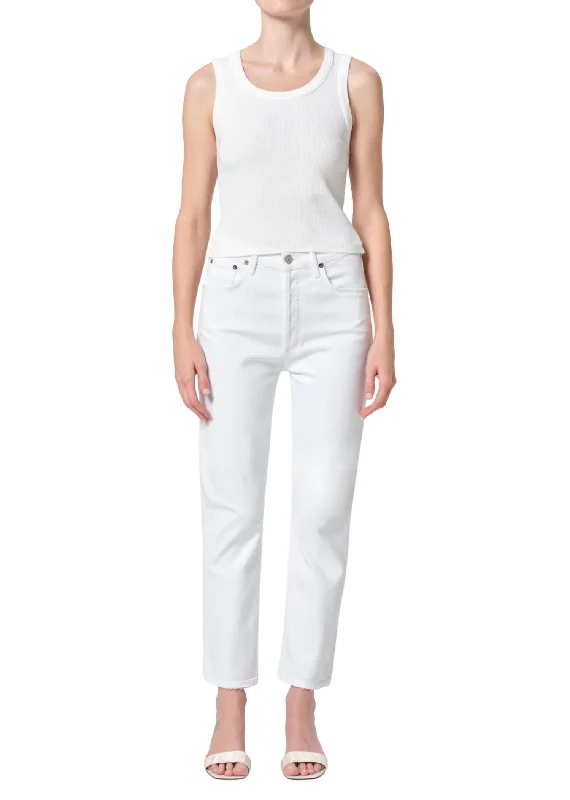 Style Beyond Borders Riley Crop High Rise Stretch Jeans In Sour Cream