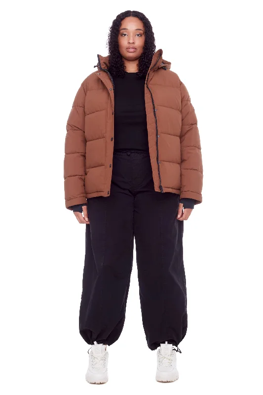 Tropical Island - Inspired Attire FORILLON PLUS | WOMEN'S VEGAN DOWN (RECYCLED) SHORT QUILTED PUFFER JACKET (PLUS SIZE)