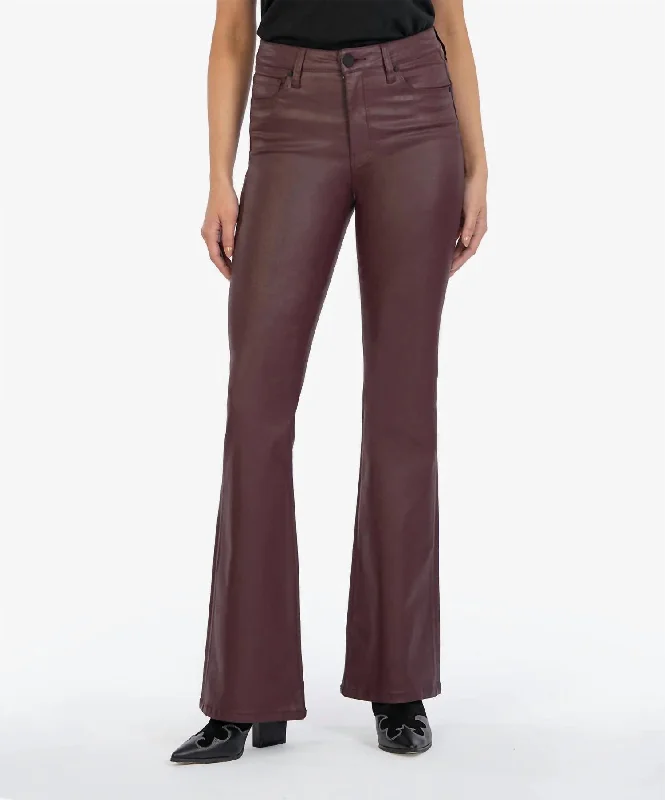 Elegant Style Ana Fab Ab Coated Flare Jeans In Bordeaux