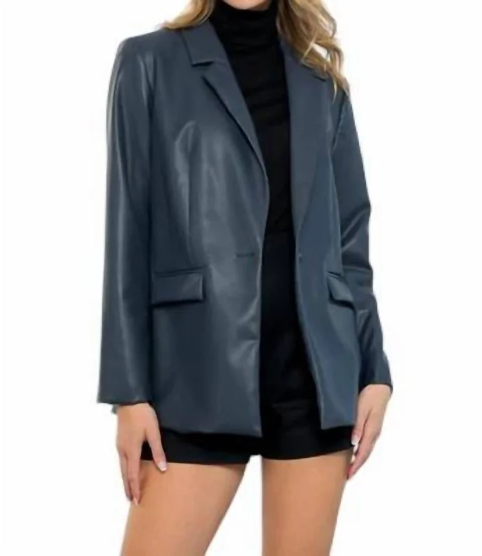 Trendy Fashion Sale Imogen Leather Blazer In Navy