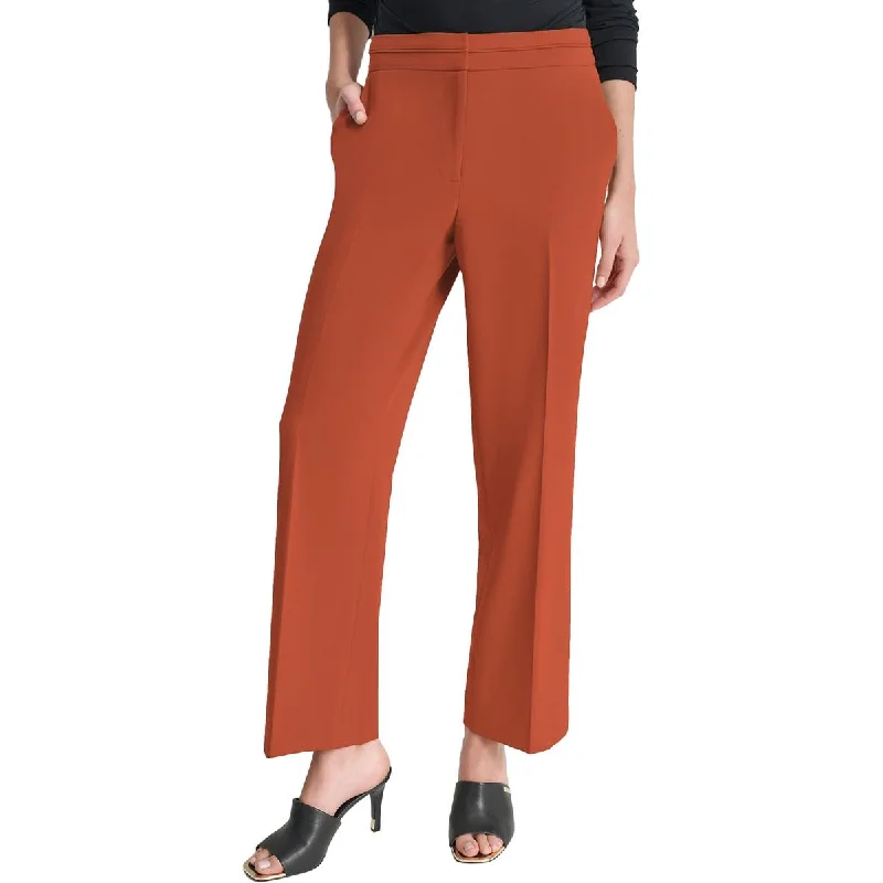 Timeless Elegance Petites Womens Pocket Polyester Wide Leg Pants