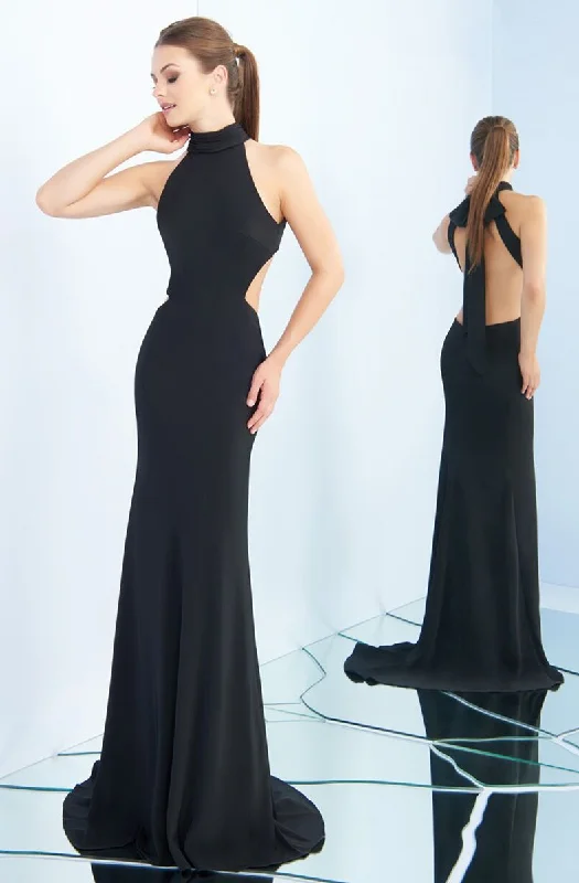 Limited Edition Ieena Duggal - Ribbon Accented High Halter Gown 25403ISC