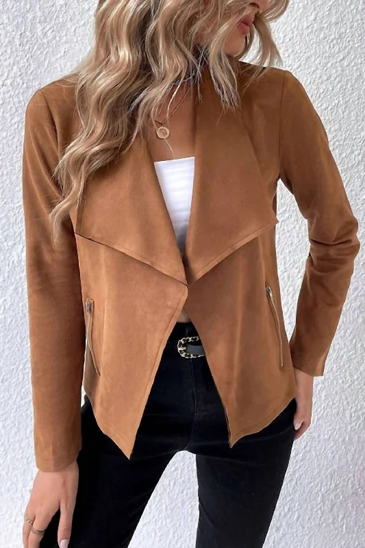 Seasonal Fashion Waterfall Open Jacket In Cinnamon