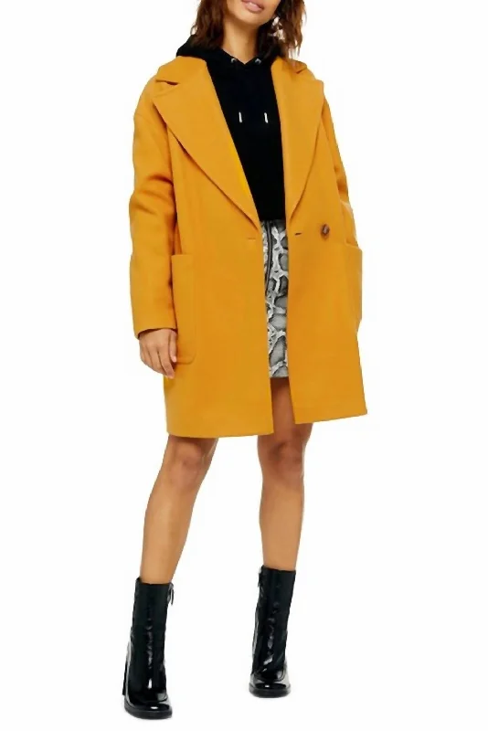 Dive Into Trendy Women's Fashion Carly Oversized Slouchy Coat In Mustard