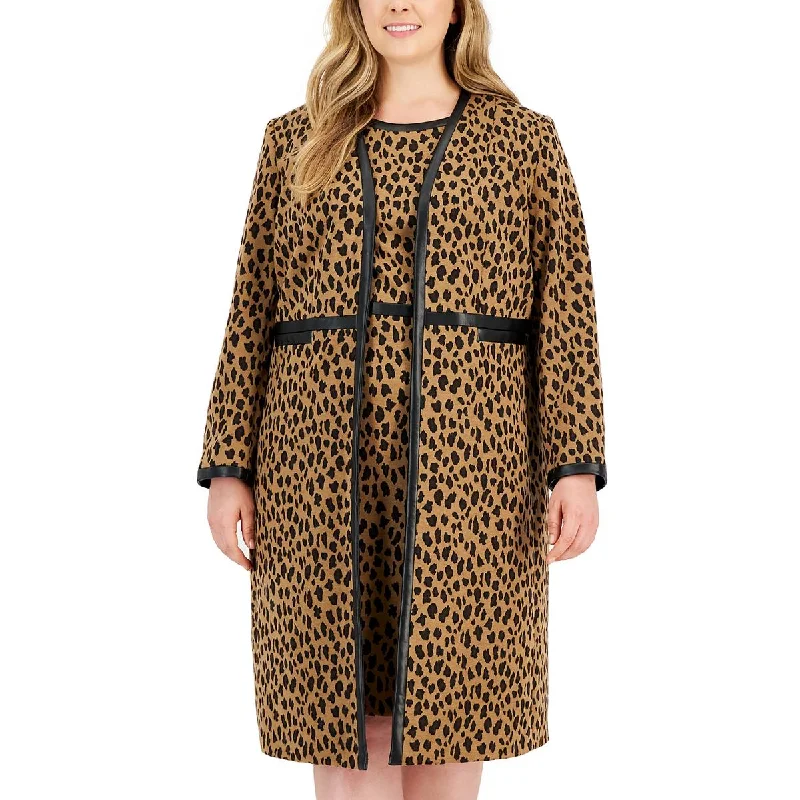 Chic Casual Style Plus Womens Animal Print Long Long Coat