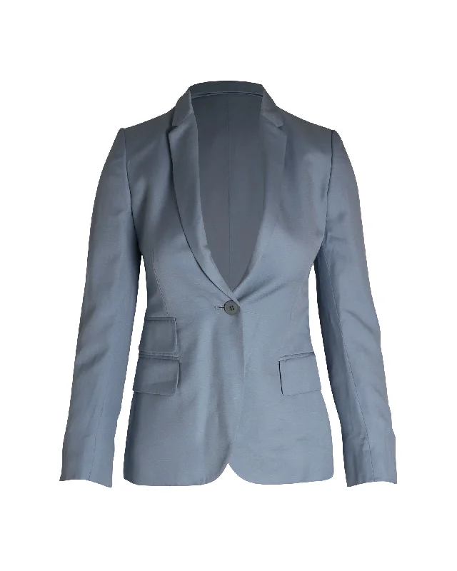 Budget Friendly Fashion Stella McCartney Single-Breasted Blazer in Light Blue Rayon