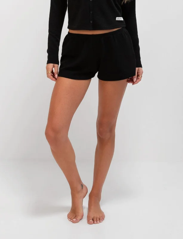 The Latest Trends Soft Waffle Shorts - Black