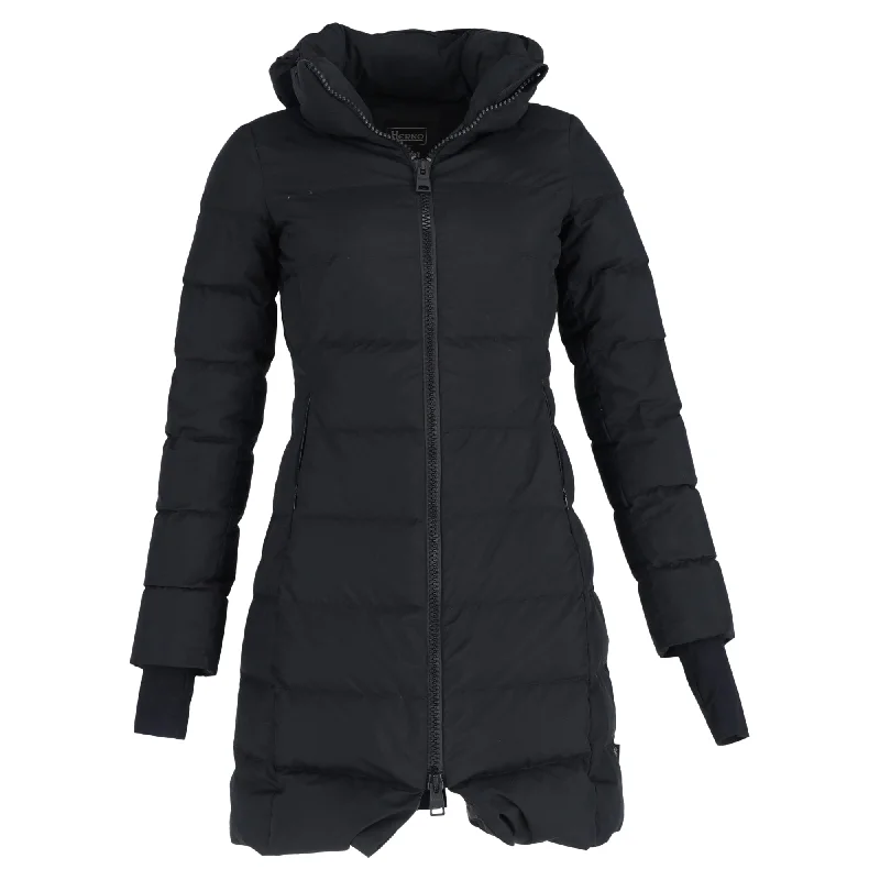 Top Deals Herno Zipped Hooded Down Jacket in Black Polyester