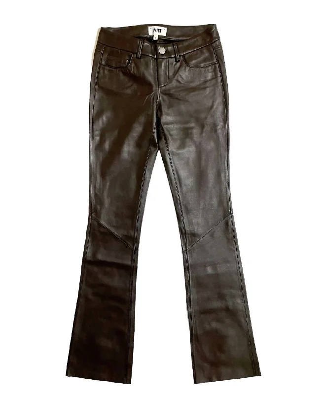 Wardrobe Refresh Women's Bootcut Low Rise Denim Leather Pants In Brown