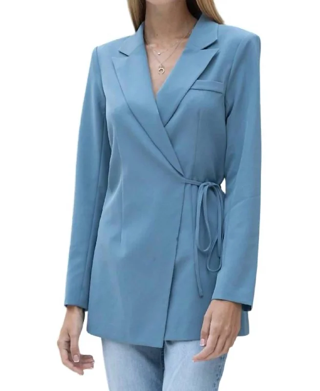 Trend Driven Wardrobe Wrap Front Blazer In Blue