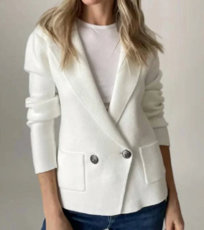 Unleash Your Style Heller Double Breasted Blazer In Ivory