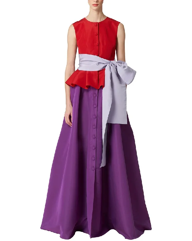 Chic Outfits Carolina Herrera Button Front Peplum Silk Gown