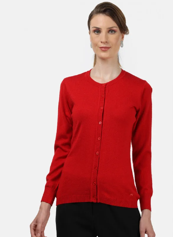 Romantic Date - Night Ensemble Women Red Solid Cardigan