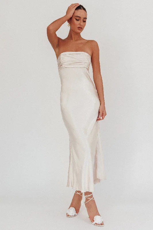 Summer Deals Moon Song Strapless Laced Back Dress Champagne