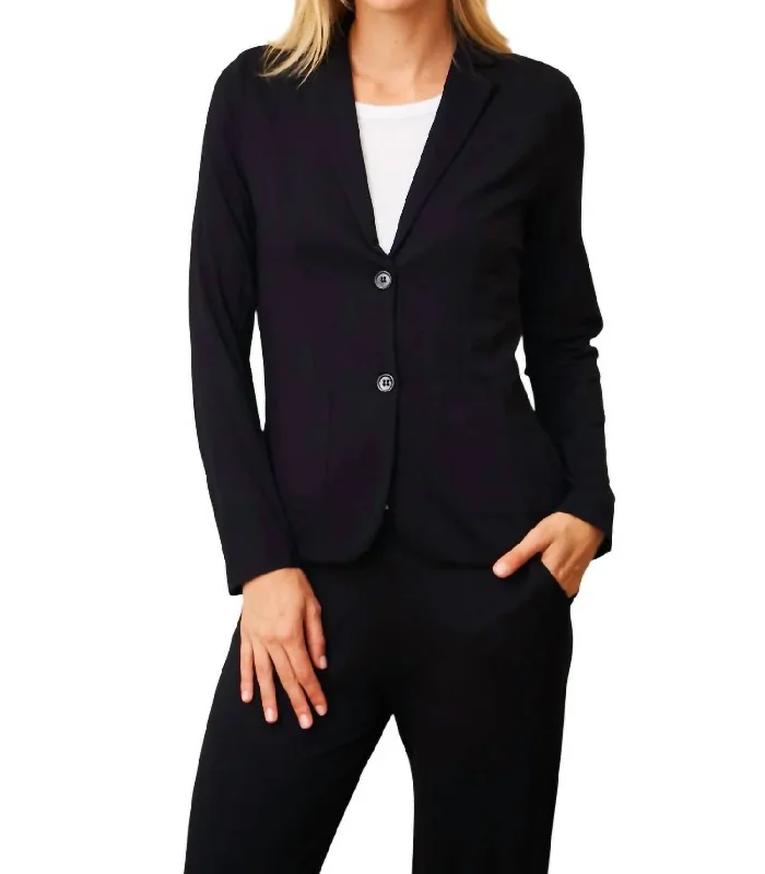 Innovate Your Wardrobe Soft Touch Two Button Blazer In Noir