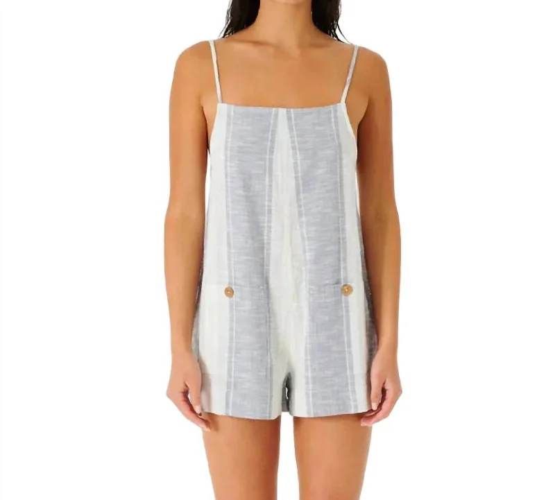 Modern Casual Clothing Classic Surf Stripe Romper In Blue