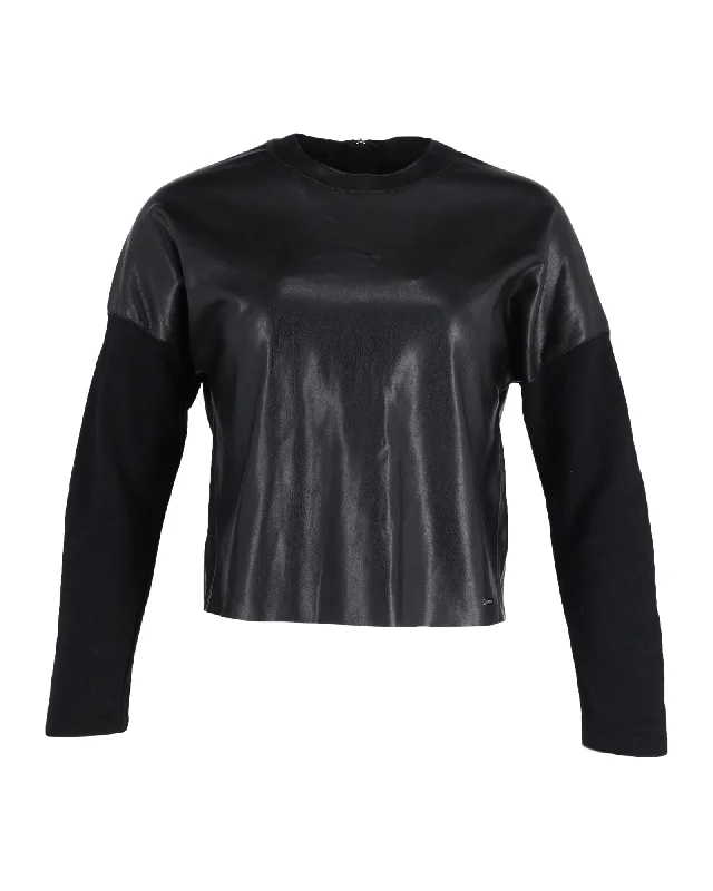 Spring Wardrobe Dsquared2 Faux Leather Jumper in Black Polyester