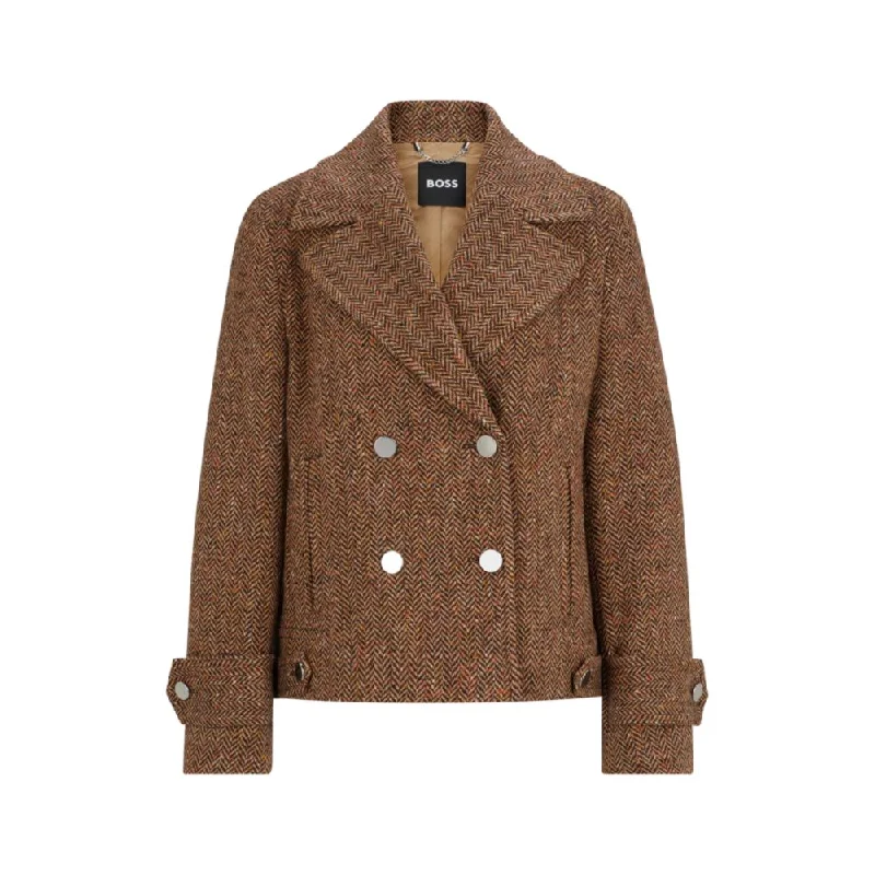 Style Your Wardrobe Regular-fit double-breasted coat in herringbone tweed