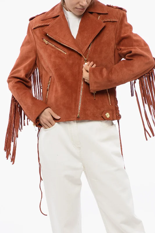 Top Brand Discounts Balmain Fringed Suede Biker Jacket