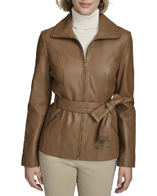 Classic Timeless Elegant Style Andrew Marc Tatum Leather Coat