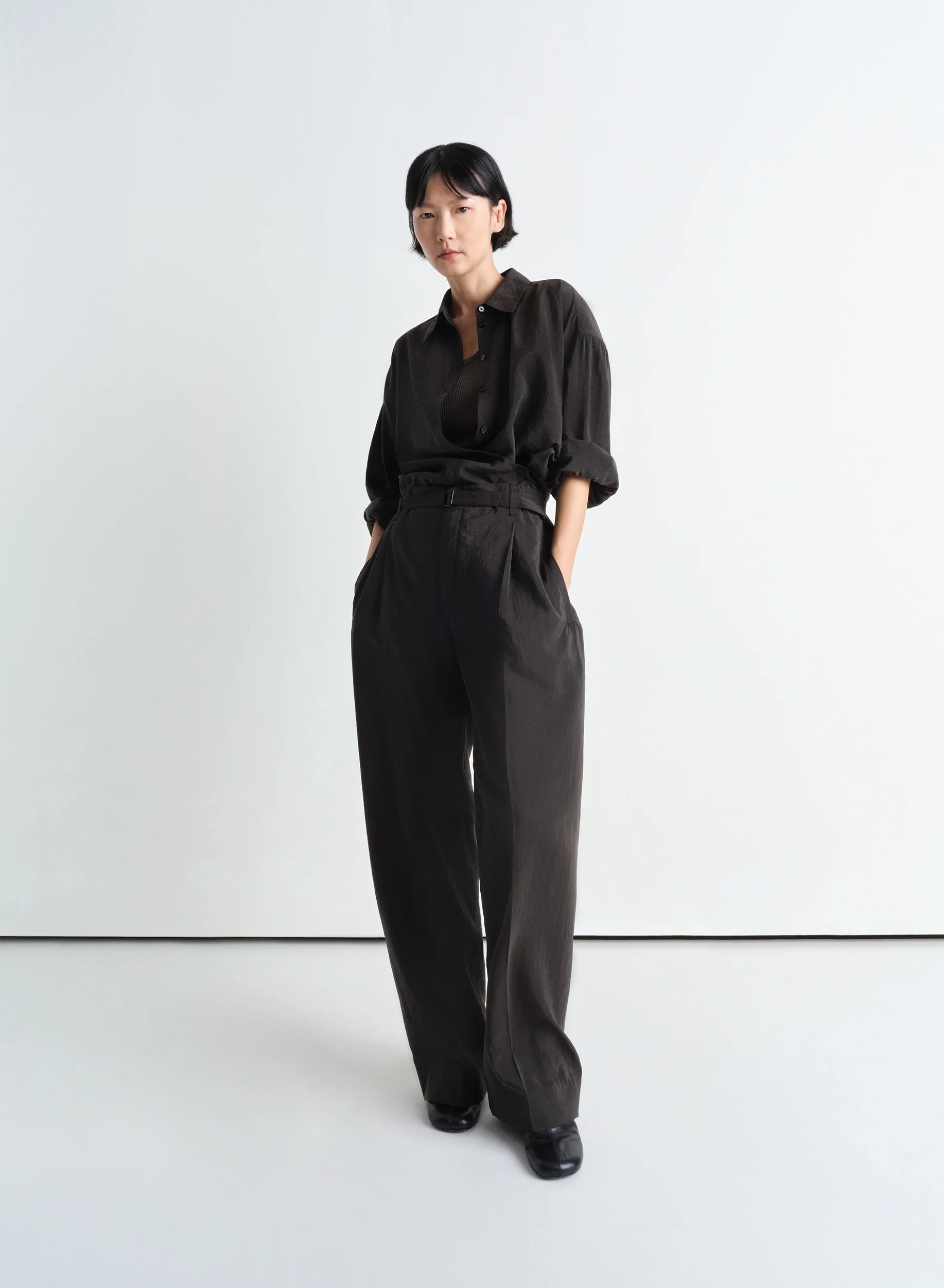 High End Designer Brands Discount BELTED RELAXED PANTS