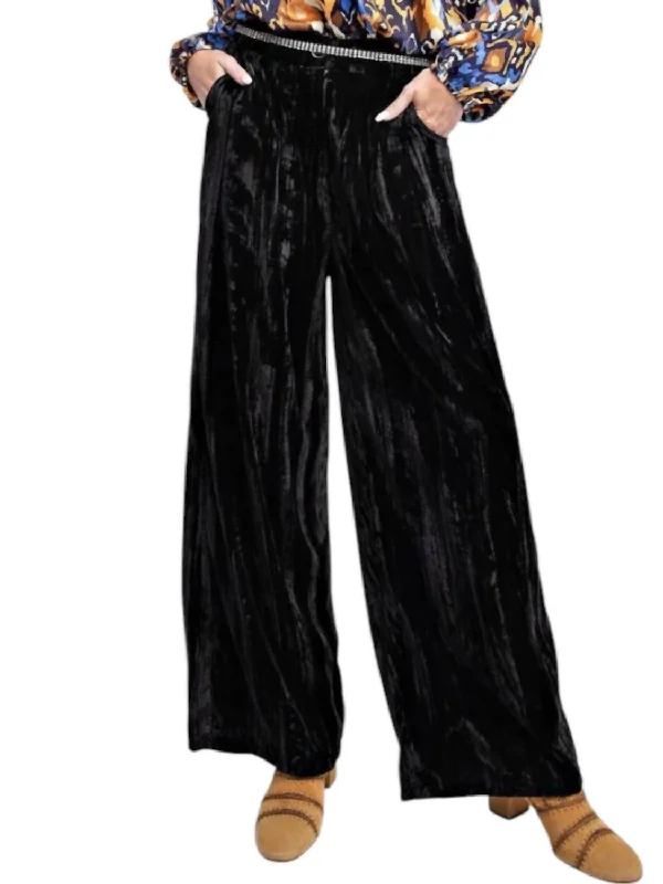 Season Appropriate Women's Collection Ice Velvet Wide Pants In Black