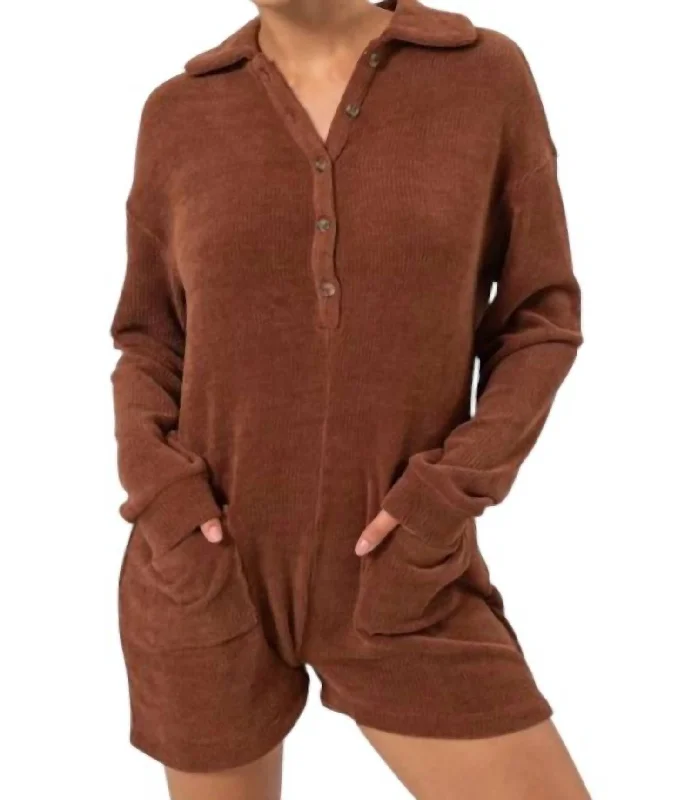 Comfort First Women's Wear Double Take Romper In Dark Brown