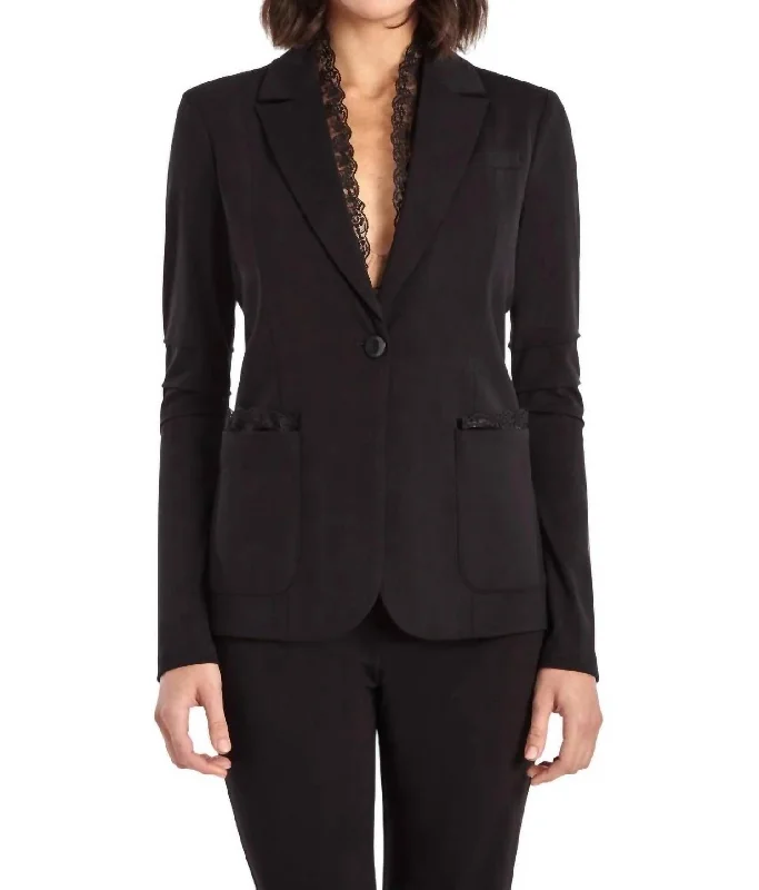 Trend Alert Lace Lear Blazer In Black