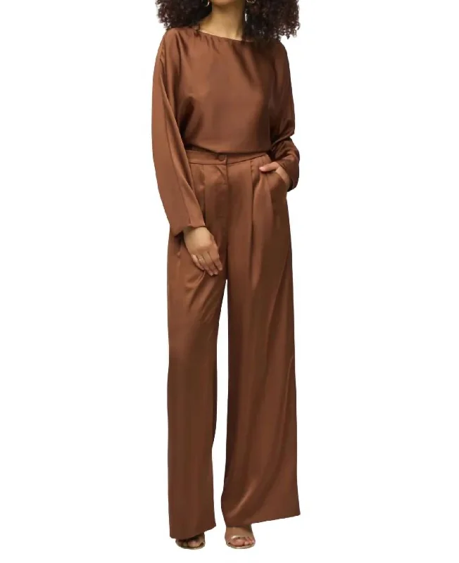 Clearance Event Wide Leg Dress Pant In Chestnut