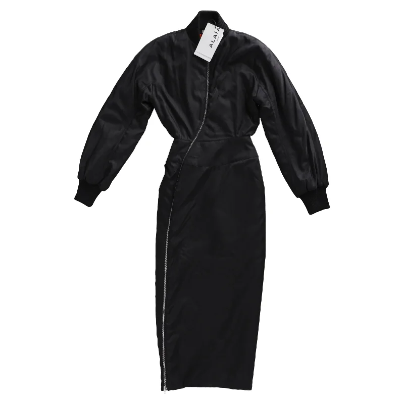 New Season Fashion Preview Sale Alaia Bomber Dress in Black Polyamide